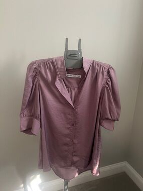 Calvin Klein Jeans Dusty Lilac Puff Sleeve Button-Up Blouse